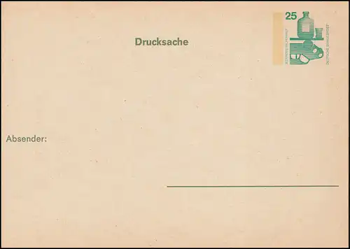 Carte postale de réponse 25 pfennig Chose imprimée / 30 pfernige 1973, non utilisée **