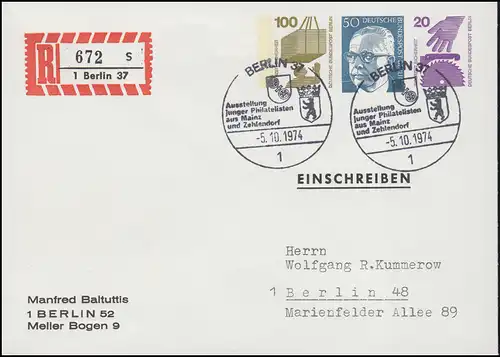Berlin PU 62 Inscription Baltuttis Berlin, SSt Berlin Exposition 5.10.1974