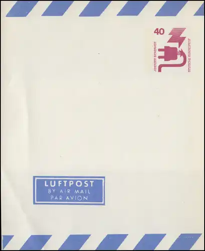 Ganzsache Privatstreifband PS 2 Luftpost Unfall 40 Pfennig, ungebraucht **
