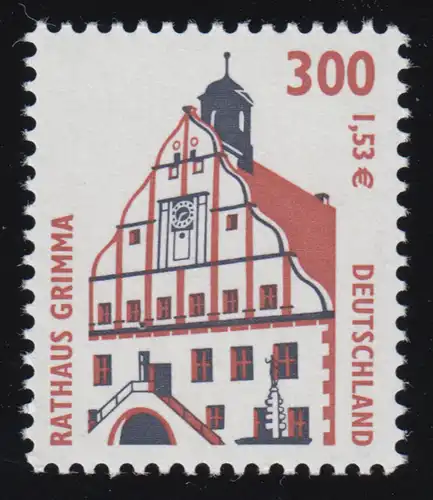 2141F SWK 300 Pf / 1,53 Euro Grimma - OHNE Melierfasern, ** postfrisch