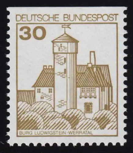 914CII v Burgen und Schlösser 30 Pf Ludwigstein, ** LETTERSET weiß