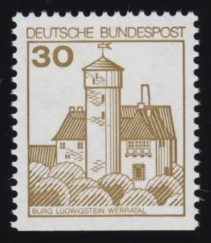 914DII v Burgen und Schlösser 30 Pf Ludwigstein, LETTERSET weiße Gumm. **