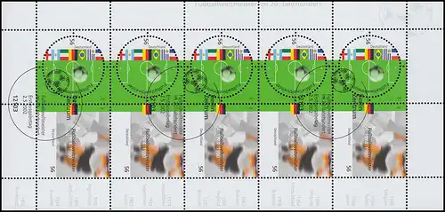 2258-2259 Fußballweltmeister-Zusammendruck 2002: Zehnerbogen ESSt Berlin-Zentrum