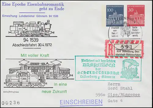 Befördert mit den letzten Dampfzügen Scheldetalbahn PU 45/3 SSt DILLENBURG 1972 