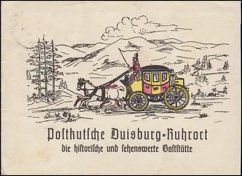 Schmuck-Brief Postkutsche Duisburg-Ruhrort historische & sehenswerte Gaststätte