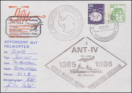 hélicoptère-post-vol de recherche ANT-IV Expédition Polar 1.1.1986