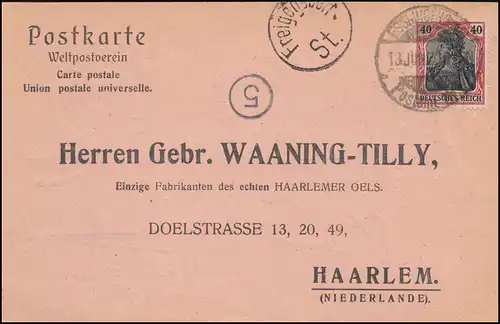 Censure Paru St. (Stuttgart) sur carte postale ESSLINGEN 13.6.20 après Haarlem