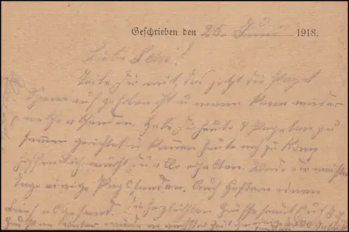 Carte postale BS Compagnie Bayrie de Lanceur de Minière 847, FELDPOST 27.6.1918