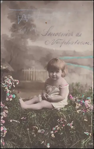 Poste de terrain B.S. Depot de chevaux n° 74, écrit 18.7.1916, AK Filles sur les fleurs