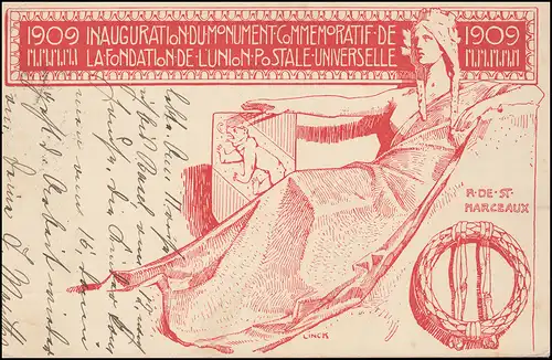 Schweiz Postkarte P 68a Weltpostdenkmal in Bern, RUVIGLIANA (TICINO) 8.10.1910