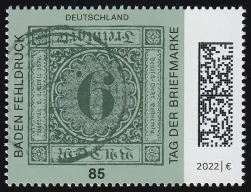 3719 Tag der Briefmarke 2022: Baden Fehldruck, ** postfrisch