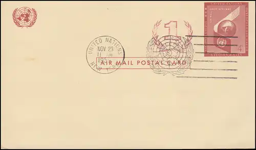 Carte postale LP 2, cachet de la reconnaissance UNO N.Y. 23.11.1959