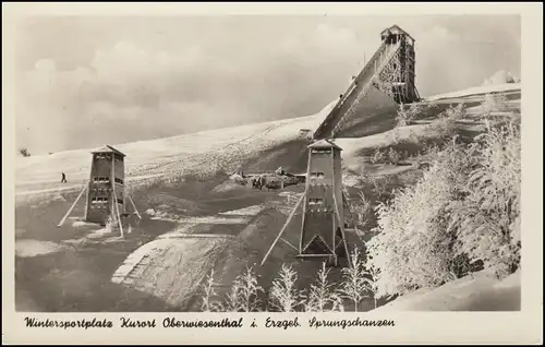 Landpost Neudorf (Erzgebirge) auf AK mit SSt ANNABERG-BUCHHOLZ KAT 29.3.1957