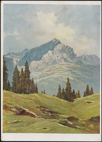 Landpost Rohrbach über KARLSTADT 22.6.1954 auf Korn-Künstlerkarte Gebirge