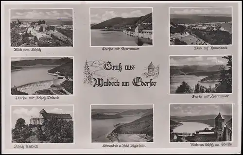 Landpost 16 EDERSEE über BAD WILDUNGEN LAND 3.8.1950 AK Waldeck mit 9 Bildern