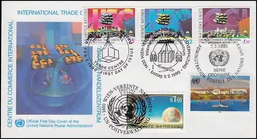 Centre international du commerce - FDC des bijoux des 3 dépenses de l'ONU 2.2.1990