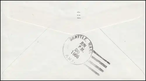 Premier vol FIRST FLIGHT AM-1 depuis Norfolk/Virginia 26.6.1966 jusqu'à Seattle 26.6