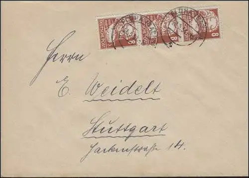 214 Karl Marx senkr. 3 bandes MeF Lettre FLÖHA (Sachsen) 28.5.51 n. Stuttgart