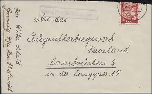 Landpost Gronig über ST. WENDEL 14.11.1950 auf Brief nach Saarbrücken