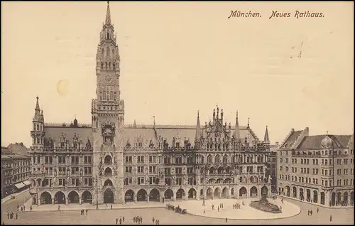 AK Neues Rathaus MÜNCHEN 23.12.1922 - portogerecht als Postkarte im Fernverkehr