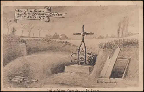 Poste de terrain Res. Champ Artillerie Regt.22 3.Batt. 3.7.17 sur AK Camarades tombés