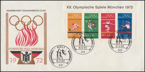 Olympia-Block 8 auf Schmuck-FDC ESSt KIEL Volleyball 18.8.1972