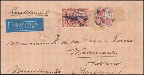 KNILM-Postflug aus PEKANGAN 13.10.32 über BATAVIA 13.10. nach Wassenaar/Holland