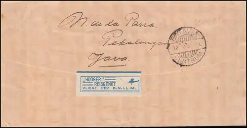 KNILM-Post vol depuis PEKANGAN 13.10.32 via BATAVIA 13.10 vers Wassenaar/Holland