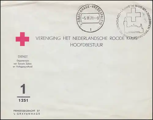 Dienst-Umschlag Rotes Kreuz 's-Gravenhage, passender SSt Konferenz LA HAYE 1971