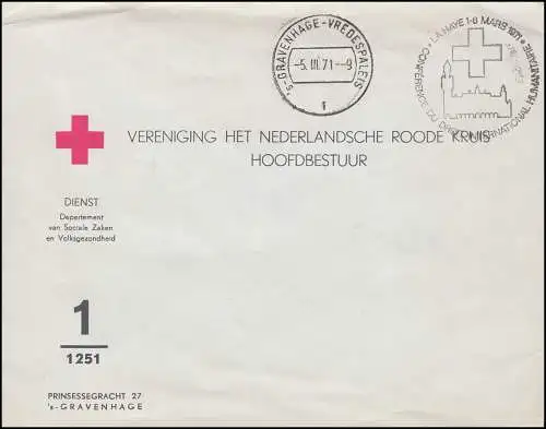 Dienst-Umschlag Rotes Kreuz 's-Gravenhage, passender SSt Konferenz LA HAYE 1971