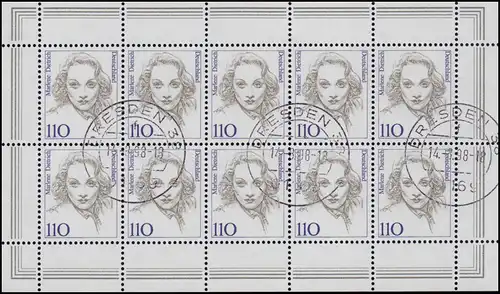 1939 chanteuse Marlene Dietrich - 10er-Bogen Premier jour-O DRESDEN 14.8.1997