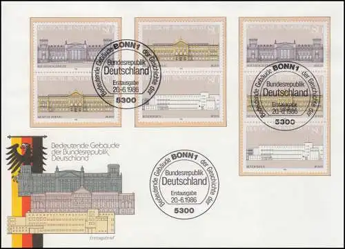 1287-1289 Démocratie Bâtiment: 3 ZD de bloc 20 sur un FDC de bijoux ESSt Bonn