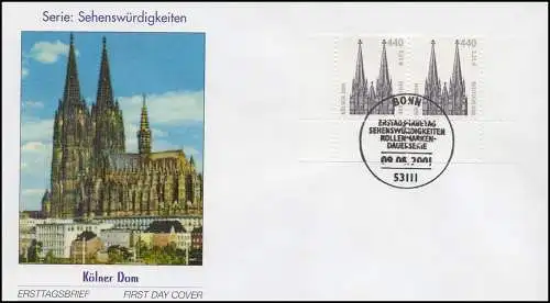 2206 SWK Cologne Dom 440/2,25 Double Paire Sous-Ronde FDC ESSt Bonn 2001