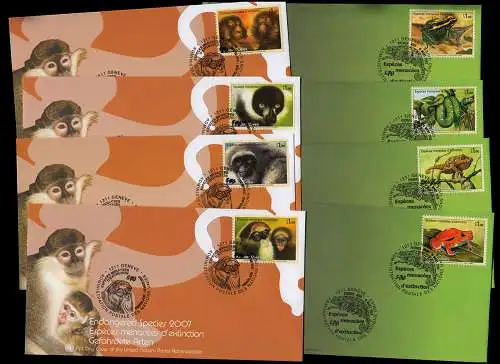 Genève: les espèces menacées de 2006-2009 sont des marques individuelles sur les bijoux FDC