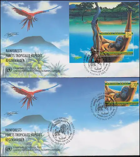 L'ONU Genève: 50 ans OMS Orang-Utan - marque 346 et bloc 10 sur 2 Bijoux FDC