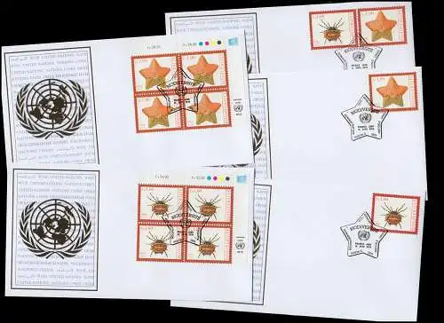UNO Genf Jahr der Biodiversität 2010 ER-Vbl. Satz Einzemarken auf 5 Schmuck-FDC