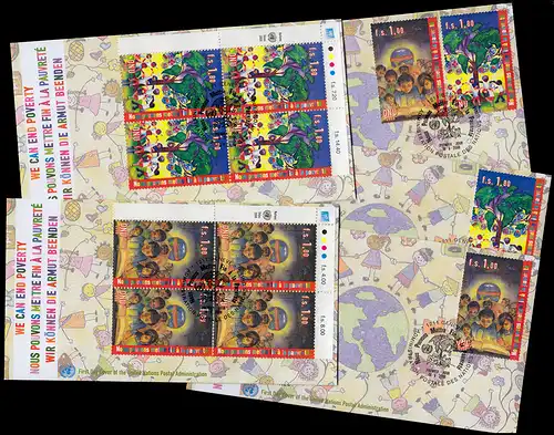 Nations unies Genève Eliminer la pauvreté 2008 ER-Vb. Ensemble des timbres sur 5 bijoux FDC