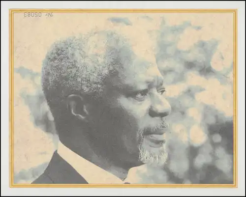 Carte pliante UNO New York 888 Prix Nobel de la paix 2001 à l'ONU, feuillet