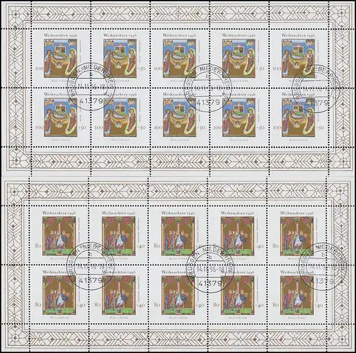 1891-1892 Weihnachten 1996 - Zehnerbogen-Satz, Ersttagsstempel BRÜGGEN 14.11.96
