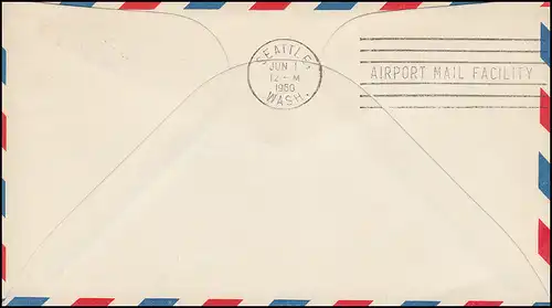 Erstflug FIRST FLIGHT AM-13 JET MAIL SERVICE: Los Angeles 1.6.60 n. Seattle 1.6.