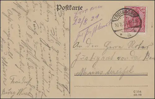 145II Germania EF Carte postale de TRIISDORF a - 10.8.21 vers Münsterifell