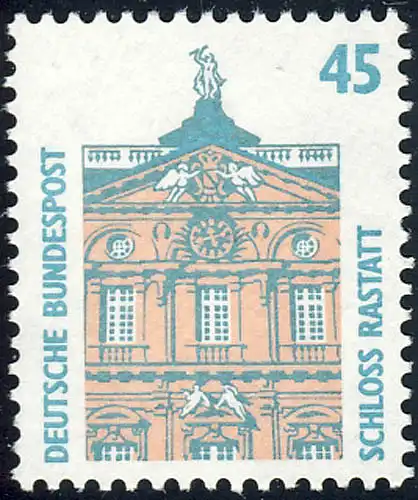 1468 u Sehenswürdigkeiten 45 Pf Schloß Rastatt gelbe Gummierung, **