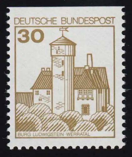 914CII u Burgen und Schlösser 30 Pf Ludwigstein, ** LETTERSET gelb