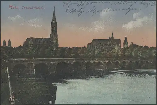 Carte de vue Feldpost Metz Totenbrücke Hospitalité de la forteresse Birth/Niederkrützen