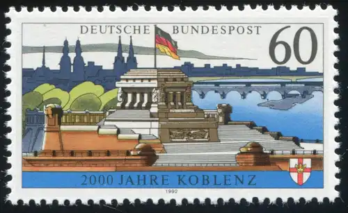 Coblence 1583y avec PLF rupture de ligne sous le drapeau, champ 43, **