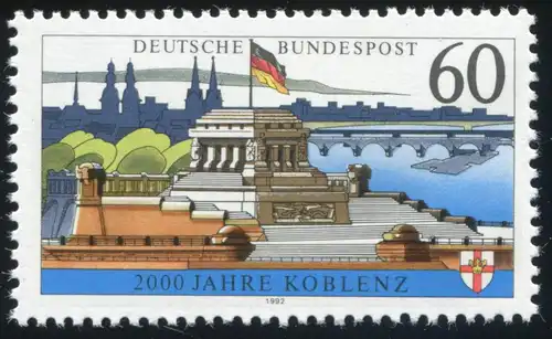1583y Koblenz mit PLF blauer Punkt über ST von -POST, postfrisch **