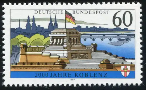 1583y Koblenz mit PLF Wolkenstreifen links defekt, Feld 4, **