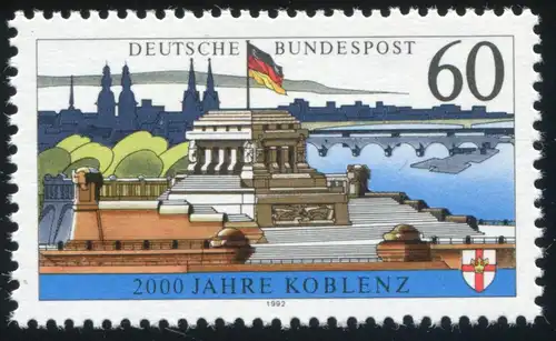 1583y Koblenz mit PLF Kerbe im Geländer über BL von KOBLENZ, Feld 32, **