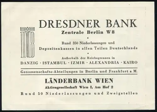 686-688 IAA Berlin 1939 Emmalblatt Dresdner Bank ESSt Berlin-Charlotte. 17.2.39