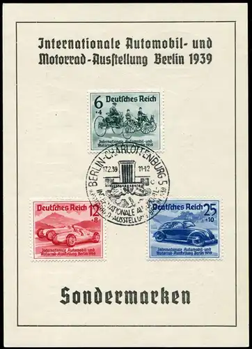 686-688 IAA Berlin 1939 Gedenkblatt Deutsche Bank ESSt Berlin-Charlotte. 17.2.39